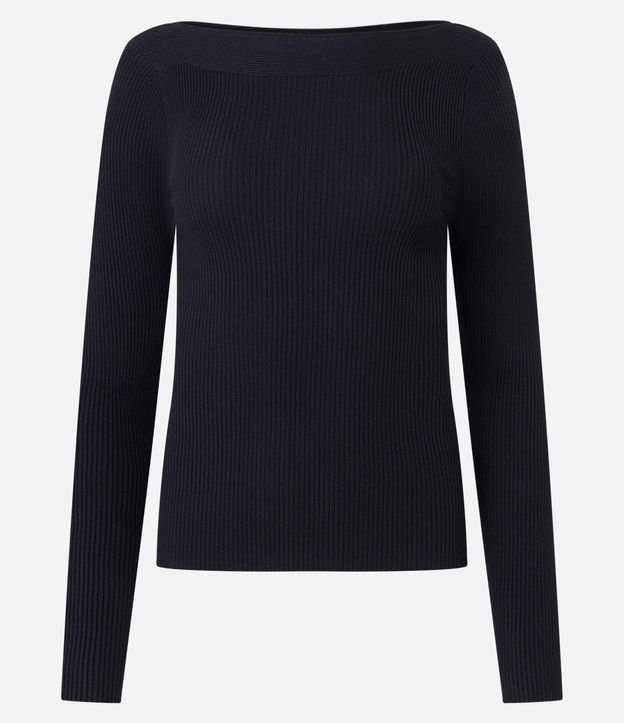 Blusa en Punto con Escote Bote y Textura Acanalada 7