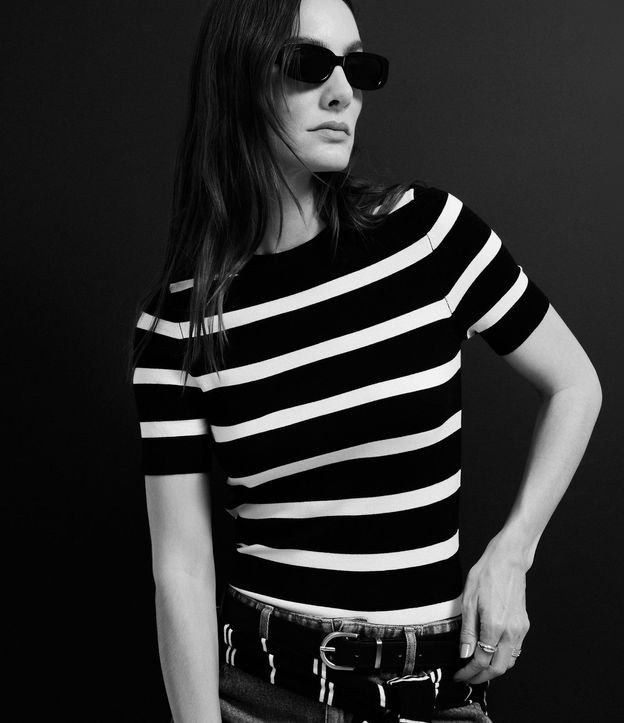 Blusa de Punto con Estampa a Rayas 7