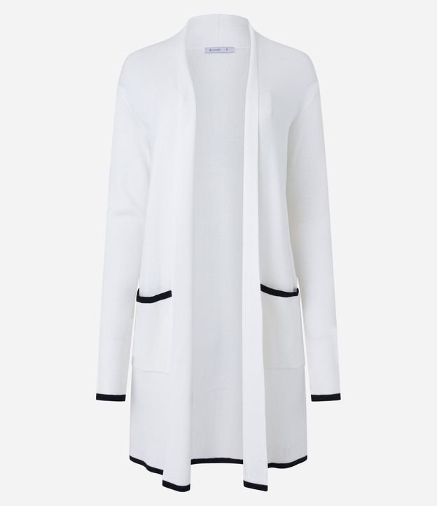 Cardigan Alargado en Punto con Detalles Contrastantes 5