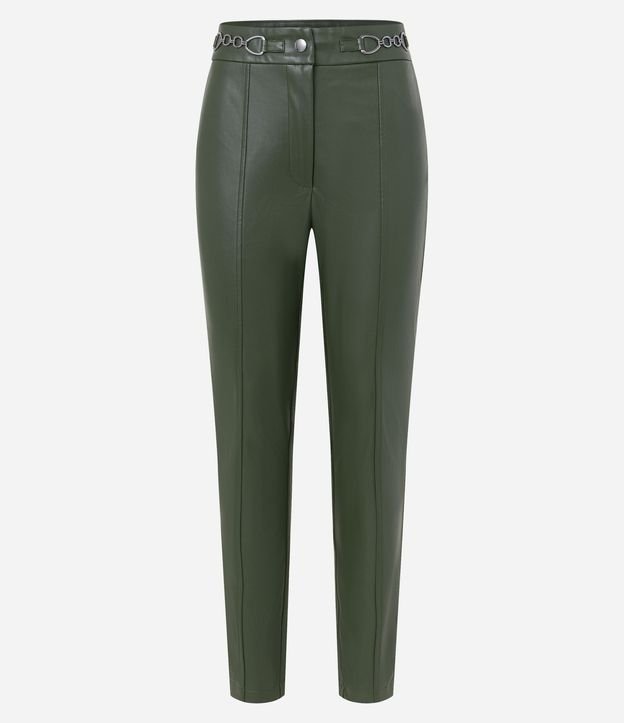 Pantalón Legging en Pu y Detalle de Cadena en la Cintura 6