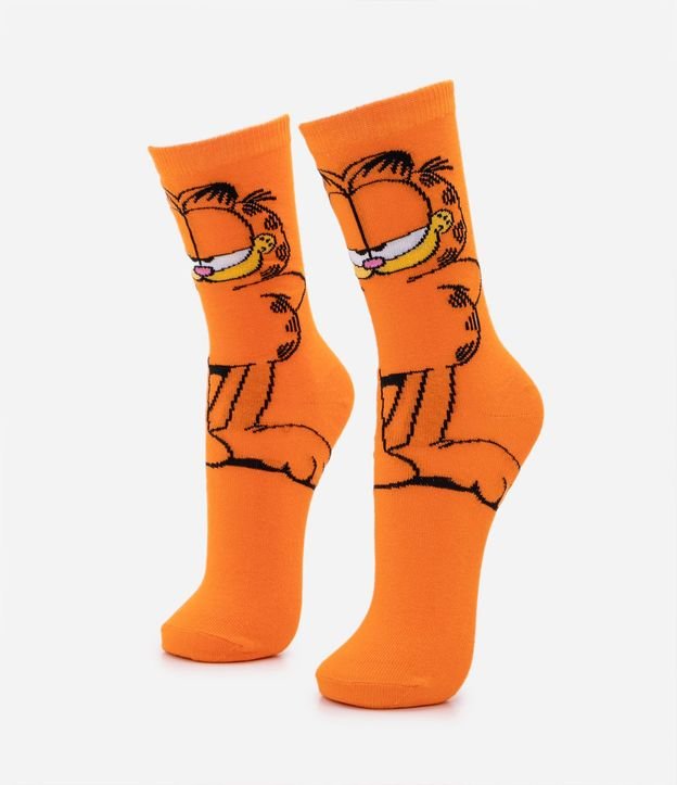 Media Caña Larga en Algodón con Estampa Garfield 1