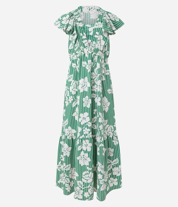Vestido Midi en Viscolino con Escote V y Estampa de Flores 8
