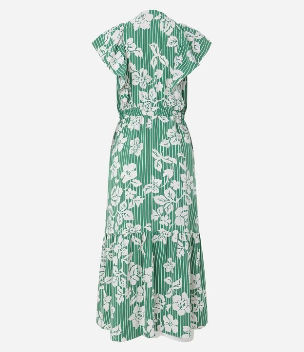 Vestido Midi en Viscolino con Escote V y Estampa de Flores 9