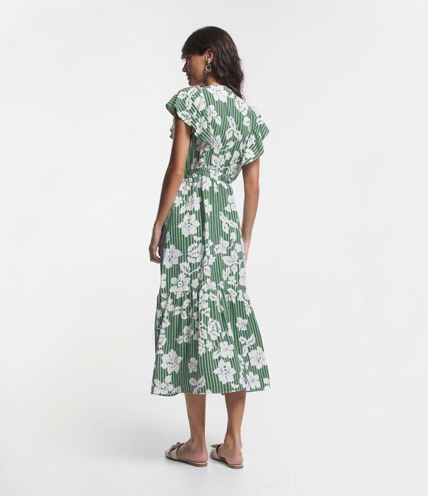 Vestido Midi en Viscolino con Escote V y Estampa de Flores 5