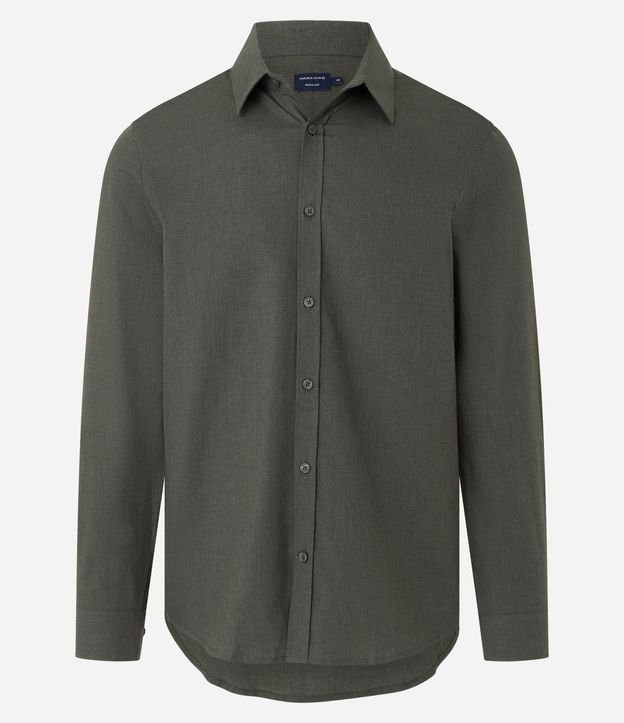 Camisa en Algodón con Botones Delanteros y Efecto Melange 8