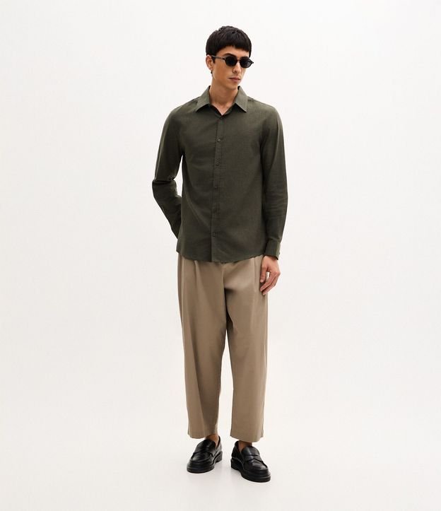 Camisa en Algodón con Botones Delanteros y Efecto Melange 4