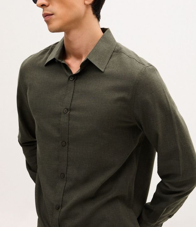 Camisa en Algodón con Botones Delanteros y Efecto Melange 7