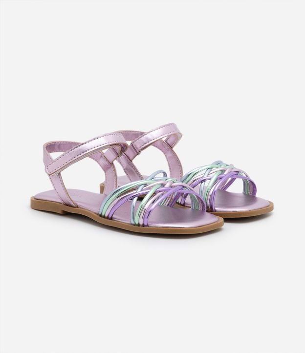 Sandalia Infantil Metalizada con Tiras y Velcro - Talle 20 al 27