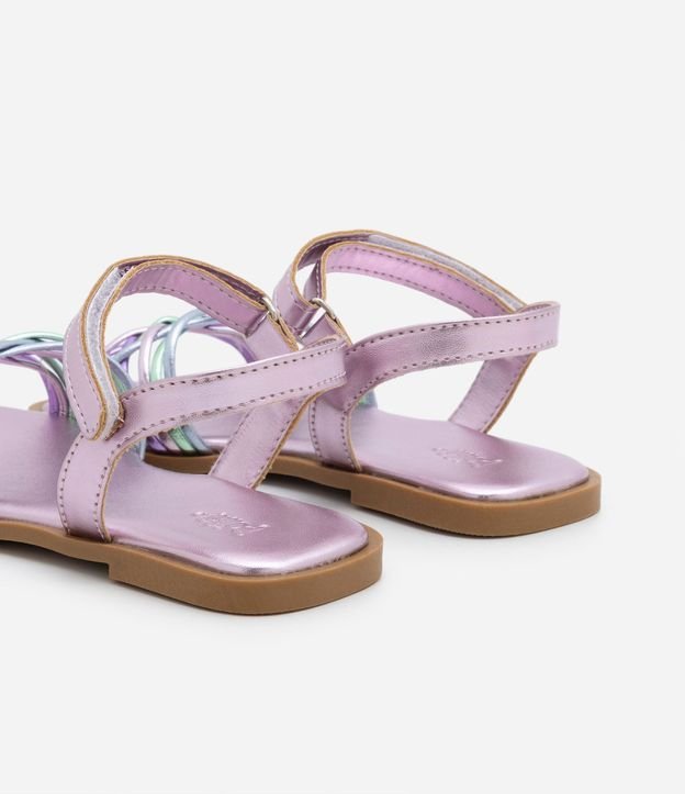 Sandalia Infantil Metalizada con Tiras y Velcro - Talle 20 al 27 3