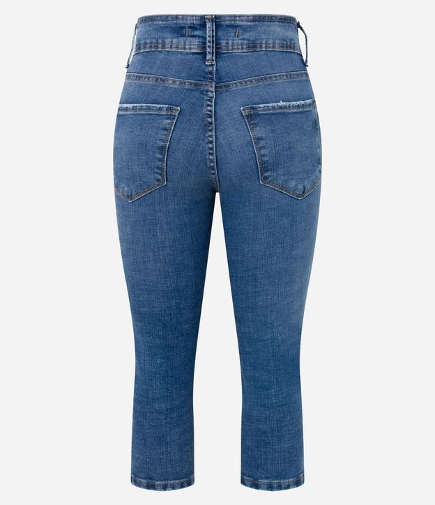 Pantalón Capri en Jeans con Botones no Cintura y Desgaste en la Pierna 2