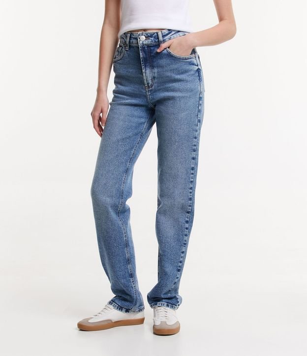 Pantalón Recto en Jeans Efecto Mármol con Bolsillos 2