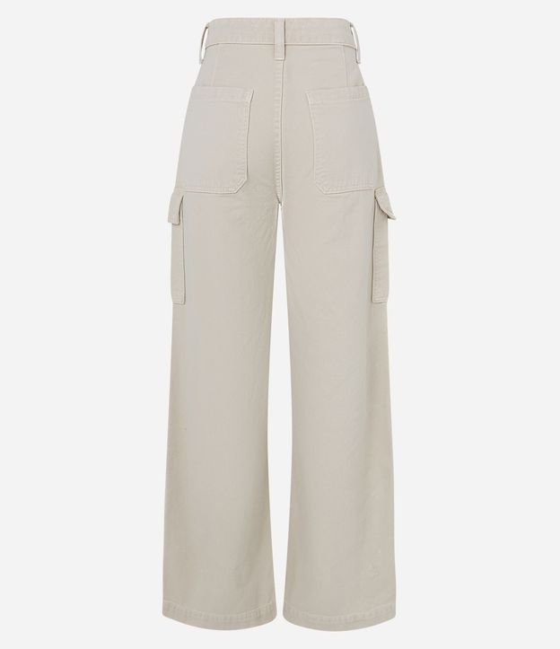 Pantalón Wide Leg Cintura Alta en Sarga con Bolsillos Cargo 8
