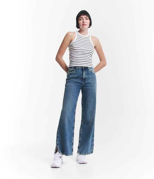 Blusa Musculosa Básica en Rib Rayada 2