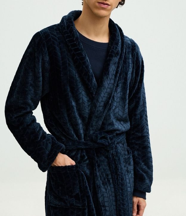 Bata de Baño en Fleece Texturizado y Bolsillos 3