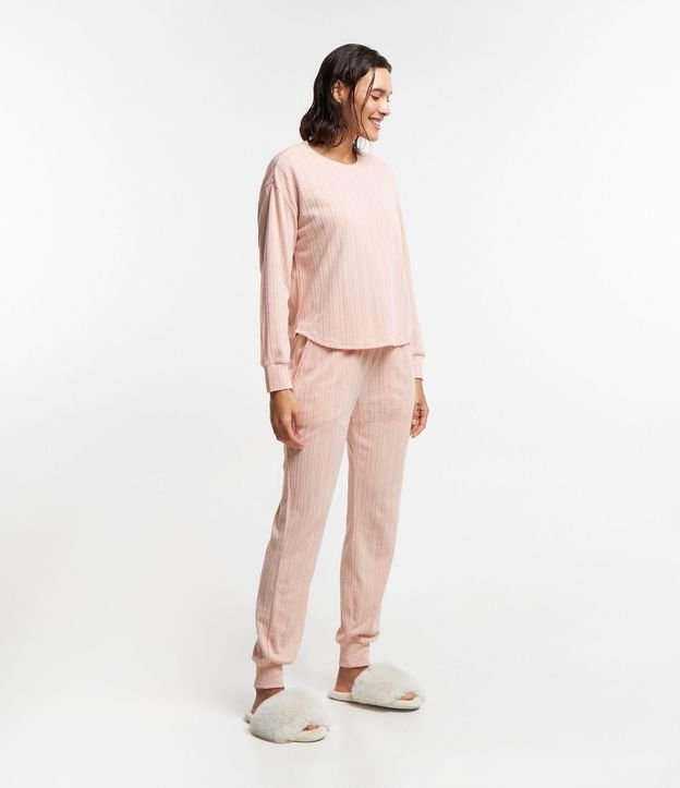 Pijama Largo Texturizado Maquinetado con Lazo