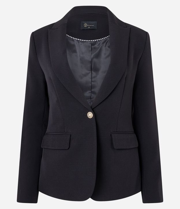 Blazer en Crepé con Botón Solo y Bolsillo con Solapa