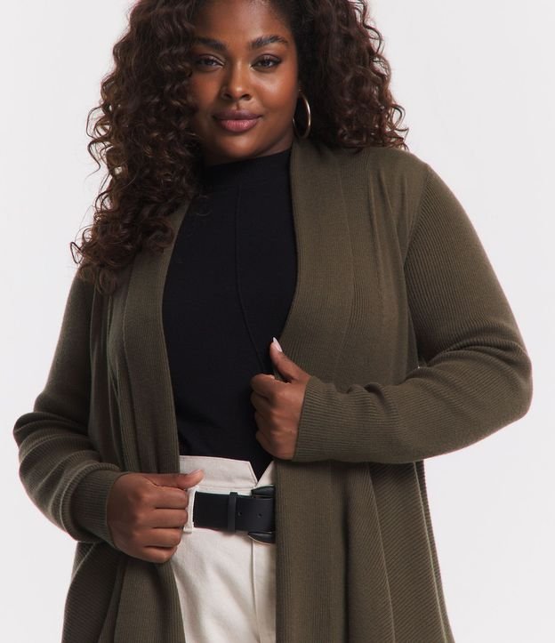 Cardigan Alargado de Punto con Bajo Punta Curve & Plus Size 4