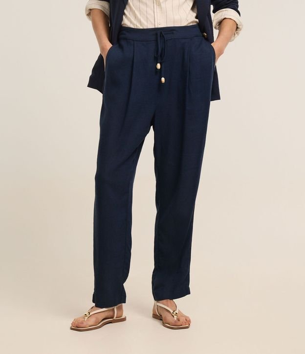 Pantalón Fluído en Viscolino con Cintura Elástica y Lazo 4