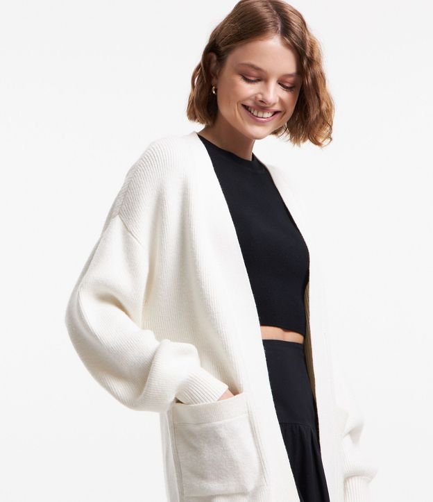 Cardigan Alargado en Punto con Bolsillos 4