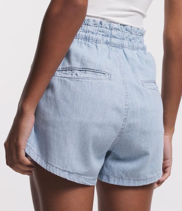 Short Runner en Jeans con Rayas en Hilo Teñido 4