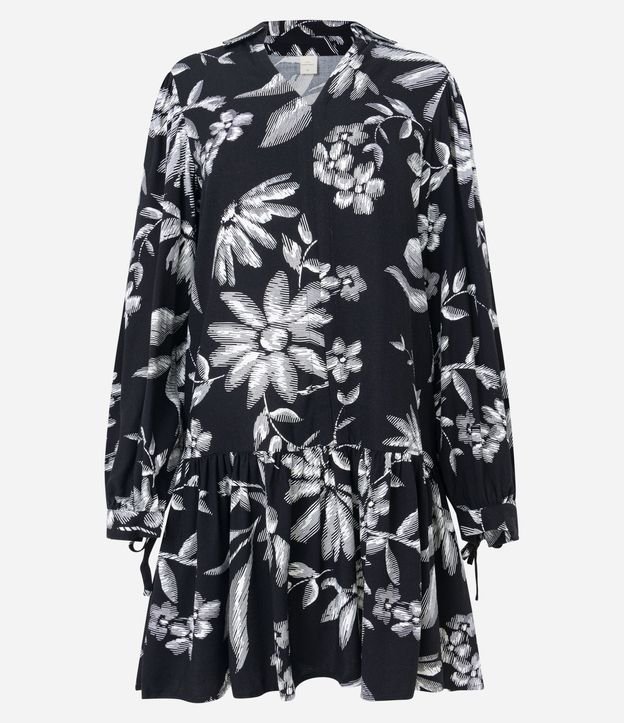 Vestido en Viscosa con Lazo en el Puño y Estampado Floral 7