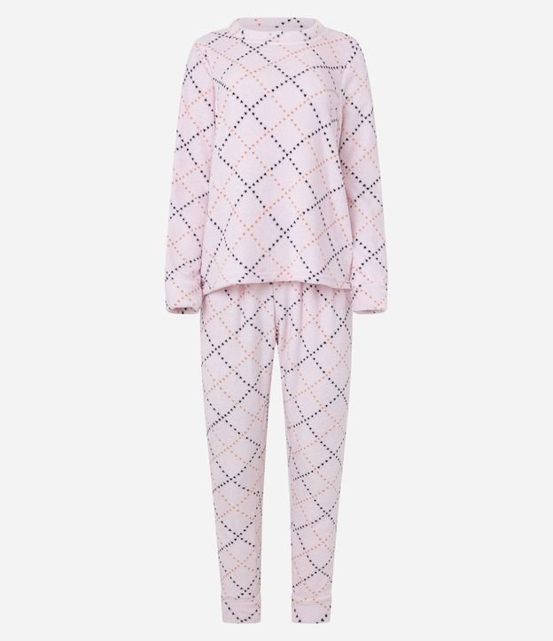 Pijama Largo en Fleece con Estampado Corazones 5