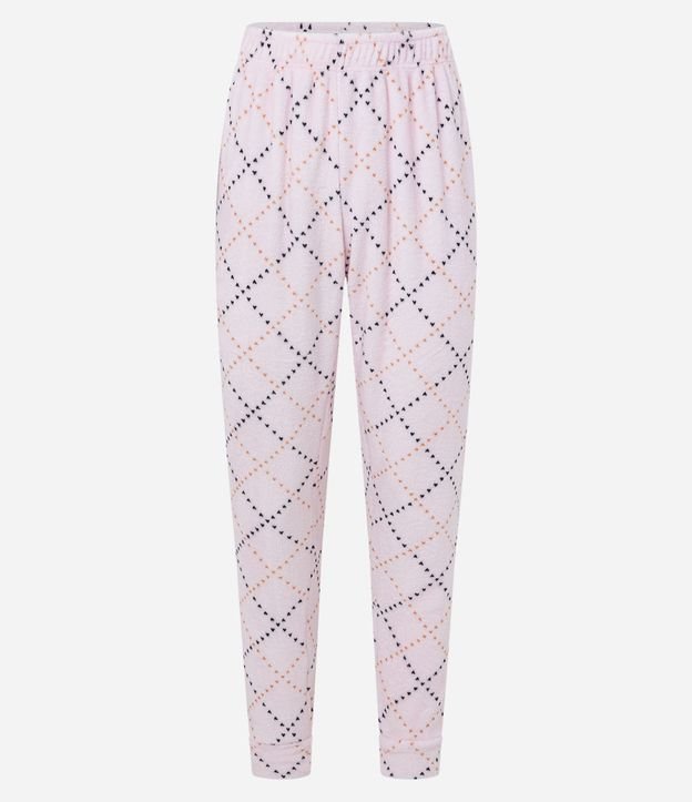 Pijama Largo en Fleece con Estampado Corazones 7