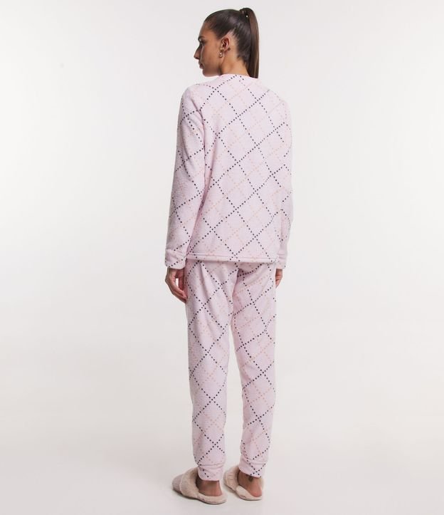 Pijama Largo en Fleece con Estampado Corazones 2