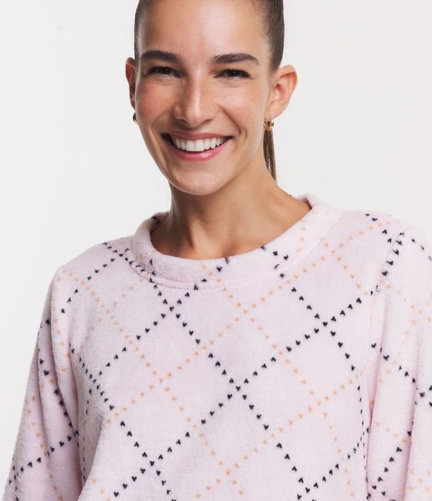 Pijama Largo en Fleece con Estampado Corazones 3