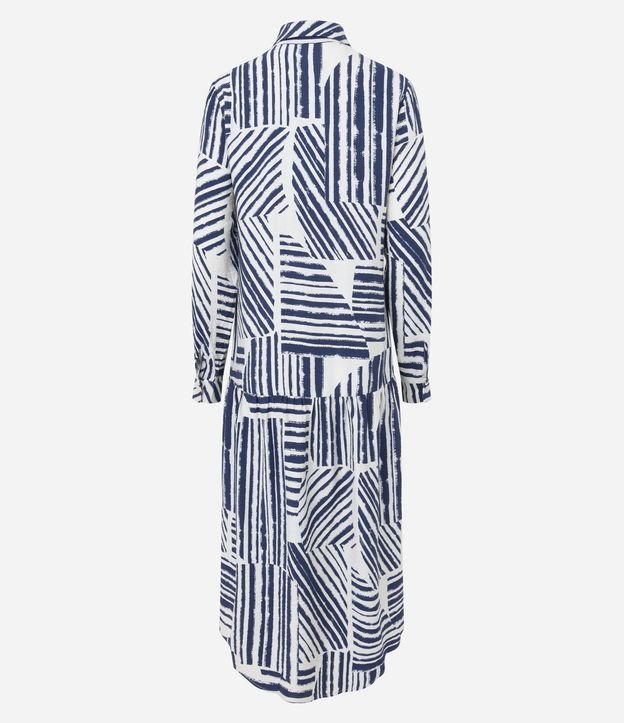 Vestido Chemise en Viscosa con Botones y Estampa Abstracta 7