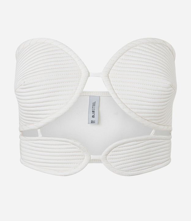 Top Cropped en Crepé sin Breteles con Busto Redondeado con Pespuentes 6