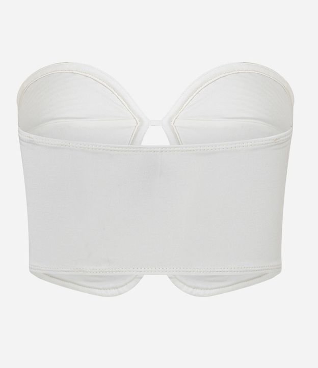 Top Cropped en Crepé sin Breteles con Busto Redondeado con Pespuentes 8