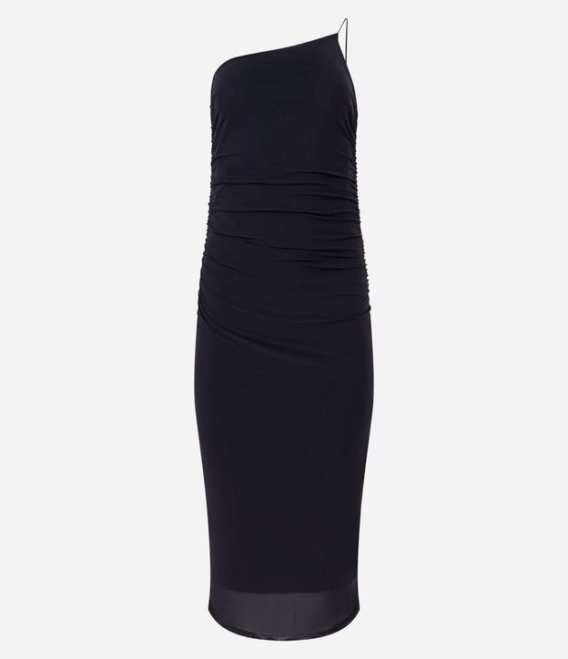 Vestido Midi en Tul con Hombro Único y Fruncido Lateral 7