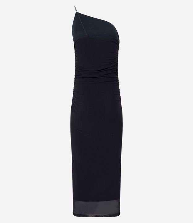 Vestido Midi en Tul con Hombro Único y Fruncido Lateral 8