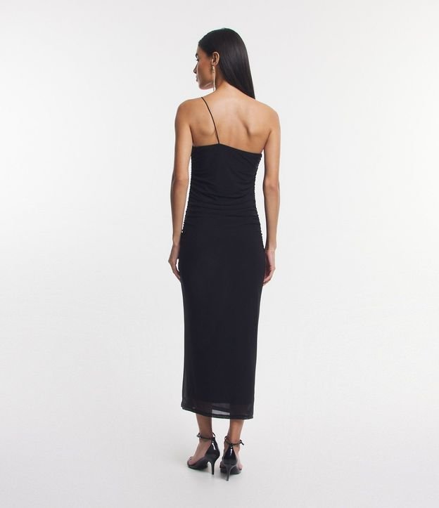 Vestido Midi en Tul con Hombro Único y Fruncido Lateral 4