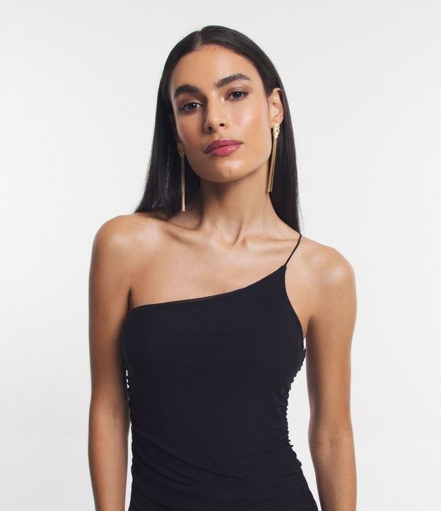 Vestido Midi en Tul con Hombro Único y Fruncido Lateral 5