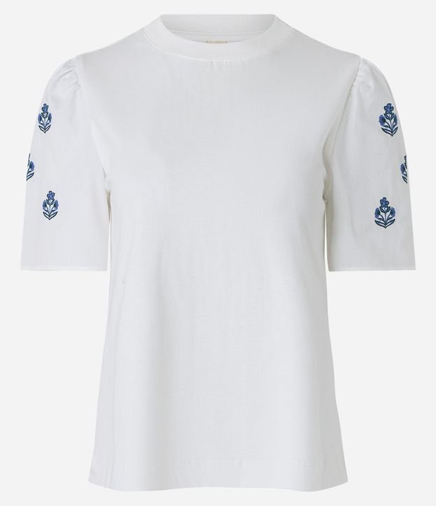 Blusa en Algodón con Manga Abullonada y Bordado Floral 6