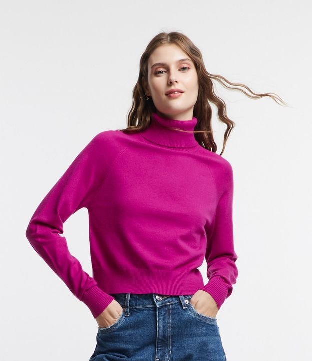 Blusa de Punto con Cuello Alto
