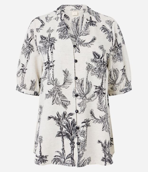 Camisa Manga Corta en Viscolino con Cocoteros Estampados 5
