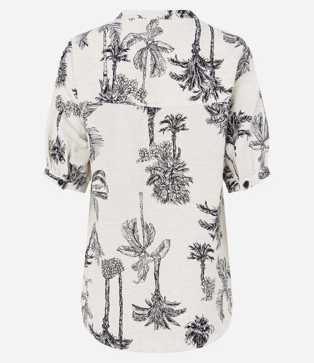 Camisa Manga Corta en Viscolino con Cocoteros Estampados 6