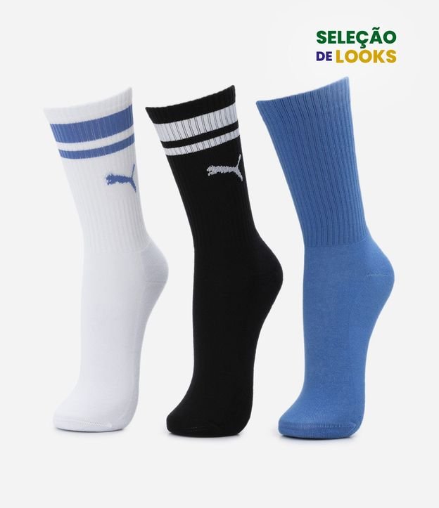Kit 03 Medias Caña Larga Deportivas en Algodón Puma
