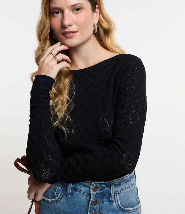 Blusa de Punto con Textura Geométrica