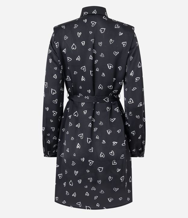 Vestido Chemise en Crepé con Hombreras y Estampa Corazones 7