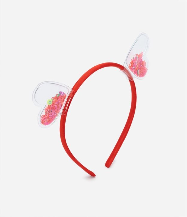 Vincha Infantil con Orejita de Corazones y Brillos