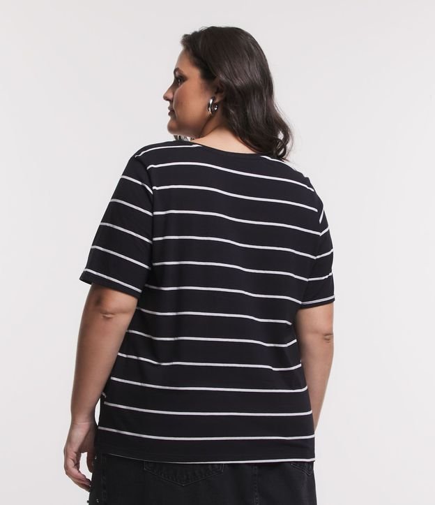 Blusa en Algodón Rayada con Cuello V Curve & Plus Size 3