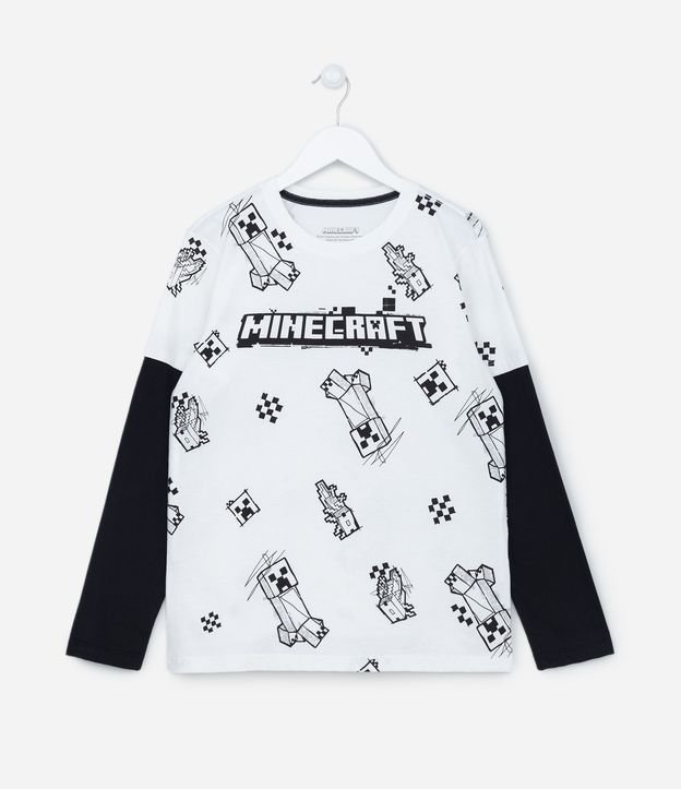 Remera Manga Larga Infantil con Superposición y Estampa Minecraft - Talle 6 a 14 años 2