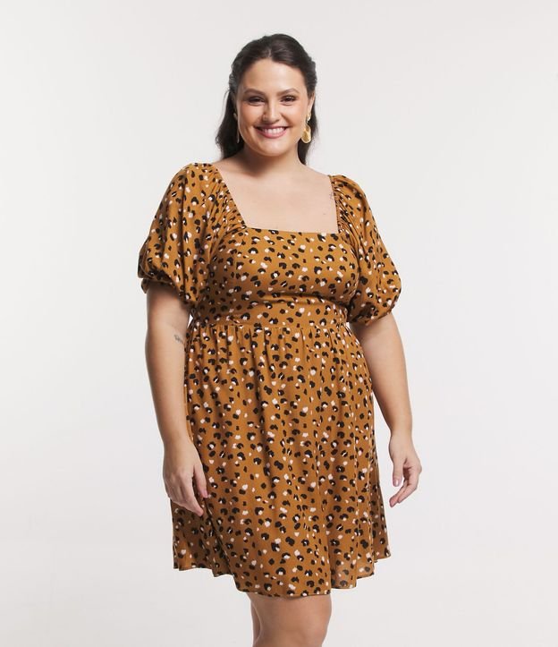 Vestido Corto con Estampado de Leopardo Curve & Plus Size