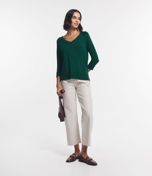 Blusa Básica en Viscosa sin Sisa con Manga 3/4 2