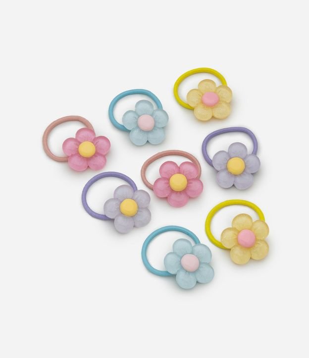 Kit 08 Elásticos para el Pelo Infantil con Flor 2