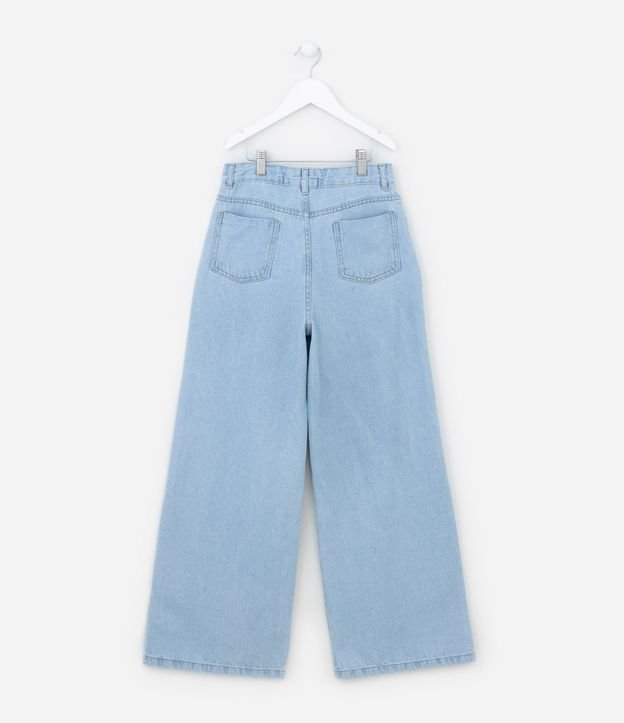 Pantalón Wide Leg Infantil Jeans con Estampa de Flores - Talle 5 a 14 años 3